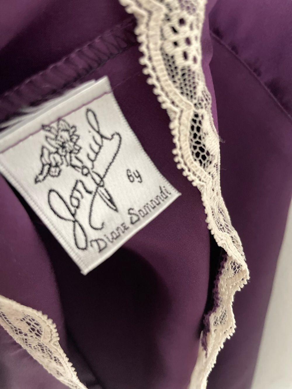 VTG Jonquil 100% Silk Lace Cami Tank Top 2000s Dead Stock Purple Tunic Y2K - Picture 9 of 9